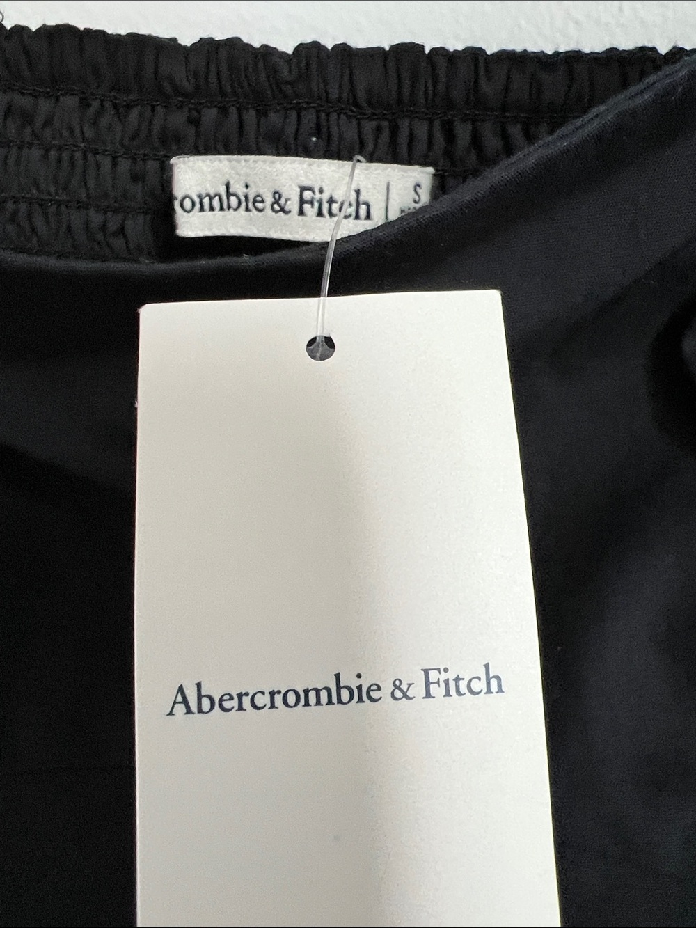 Abercrombie & Fitch | Black Puff-Sleeve Crop Top Cotton Blend NWT Size S - Picture 4 of 14